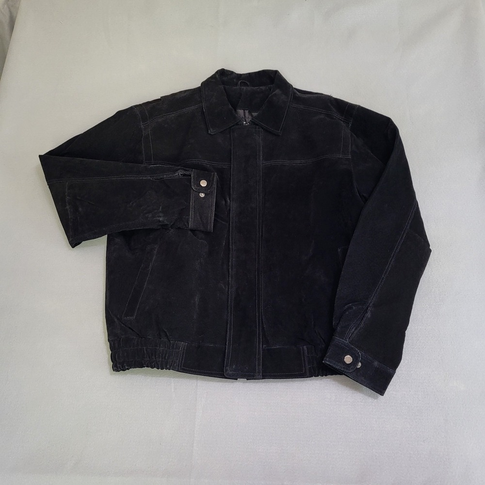 VTG Knightsbridge Black Suede 100% Genuine Leather Coat Lined Men's L